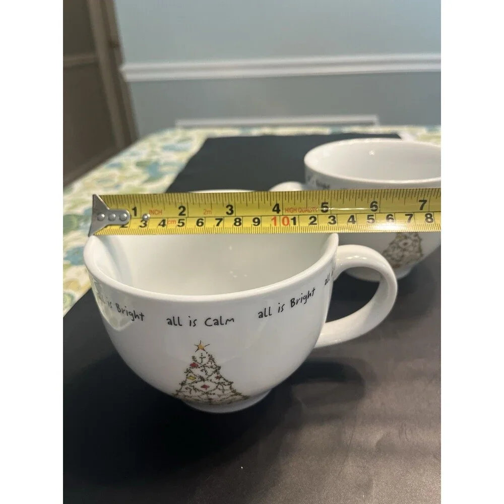 Pottery Barn Christmas Cheer Tree 20oz Coffee Mug Cups Set of 2